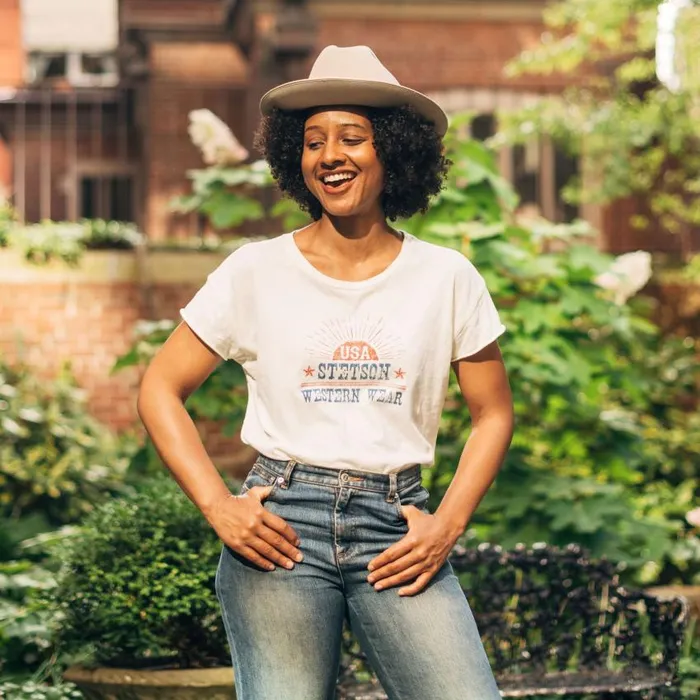 Sunrise Graphic Tee White Women Stetson Tees