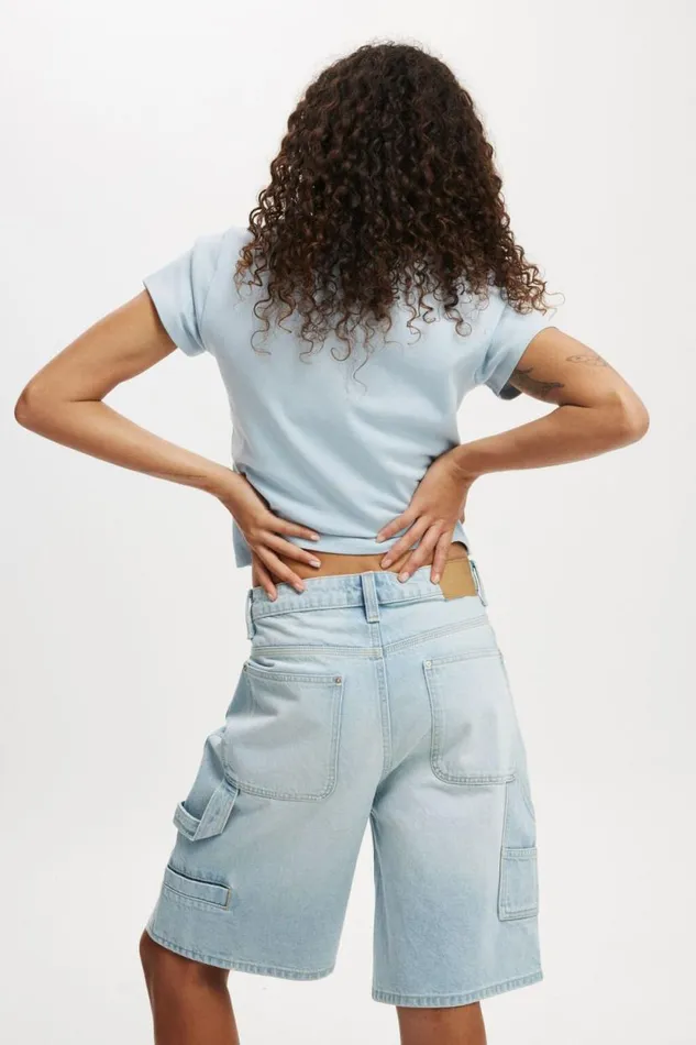 Super Baggy Carpenter Denim Jort Air Blue Women Cotton On Shorts