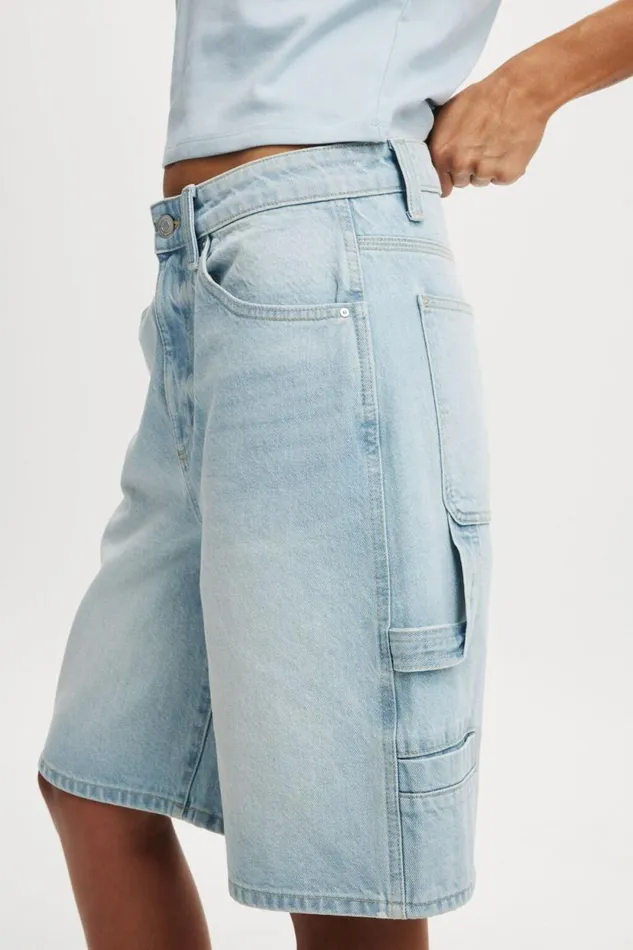 Super Baggy Carpenter Denim Jort Air Blue Women Cotton On Shorts