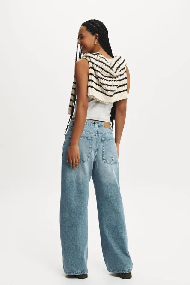 Super Baggy Jean Breeze Blue Worn Women Cotton On Pants Super Baggy Jean Breeze Blue Worn Women Cotton On Pants