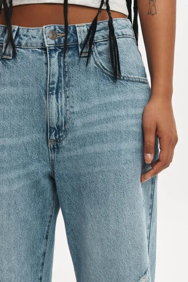 Super Baggy Jean Breeze Blue Worn Women Cotton On Pants Super Baggy Jean Breeze Blue Worn Women Cotton On Pants
