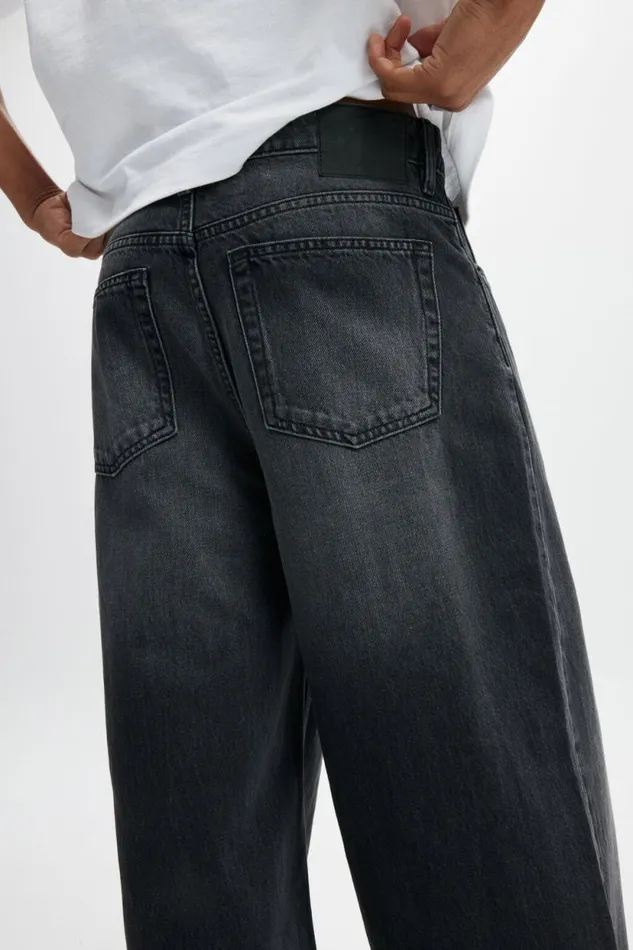 Super Baggy Jean Y2k Washed Black Men Cotton On Pants Super Baggy Jean Y2k Washed Black Men Cotton On Pants
