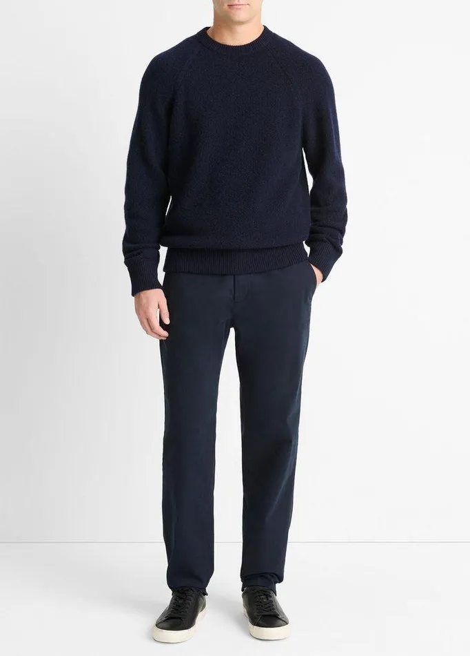 Sweaters Men Vince MicroBoucl WoolCashmere Sweater Coastal Blue