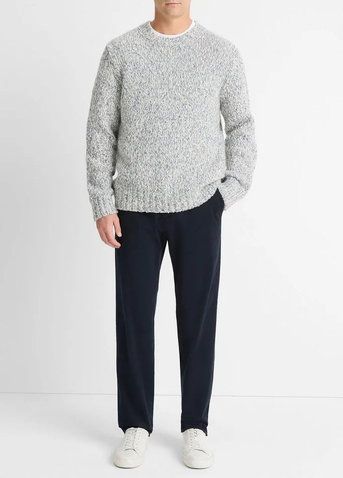 Sweaters Men Vince Mottled Marl WoolBlend Sweater Bonebeluga Blue