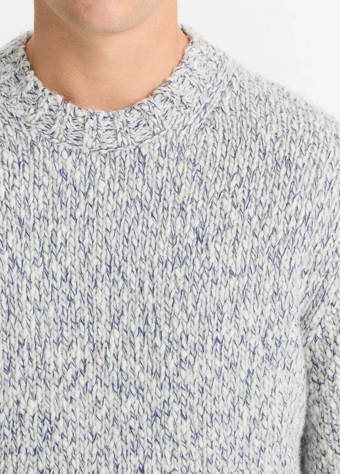 Sweaters Men Vince Mottled Marl WoolBlend Sweater Bonebeluga Blue Sweaters Men Vince Mottled Marl WoolBlend Sweater Bonebeluga Blue