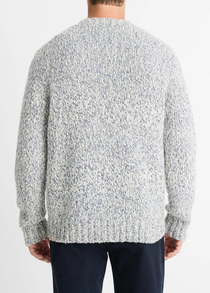 Sweaters Men Vince Mottled Marl WoolBlend Sweater Bonebeluga Blue Sweaters Men Vince Mottled Marl WoolBlend Sweater Bonebeluga Blue