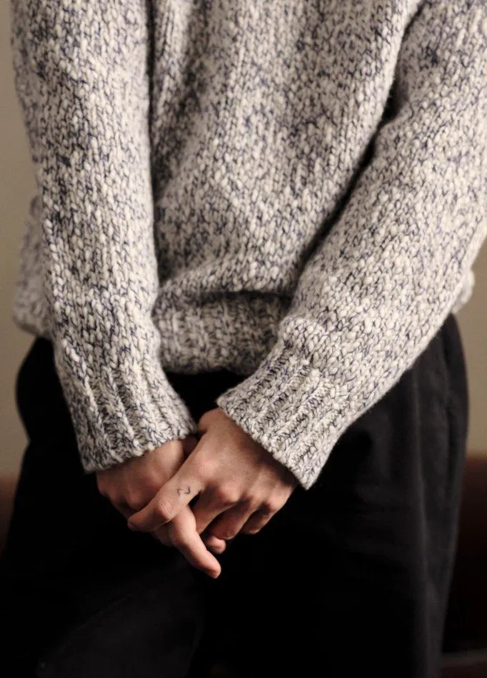 Sweaters Men Vince Mottled Marl WoolBlend Sweater Bonebeluga Blue Sweaters Men Vince Mottled Marl WoolBlend Sweater Bonebeluga Blue