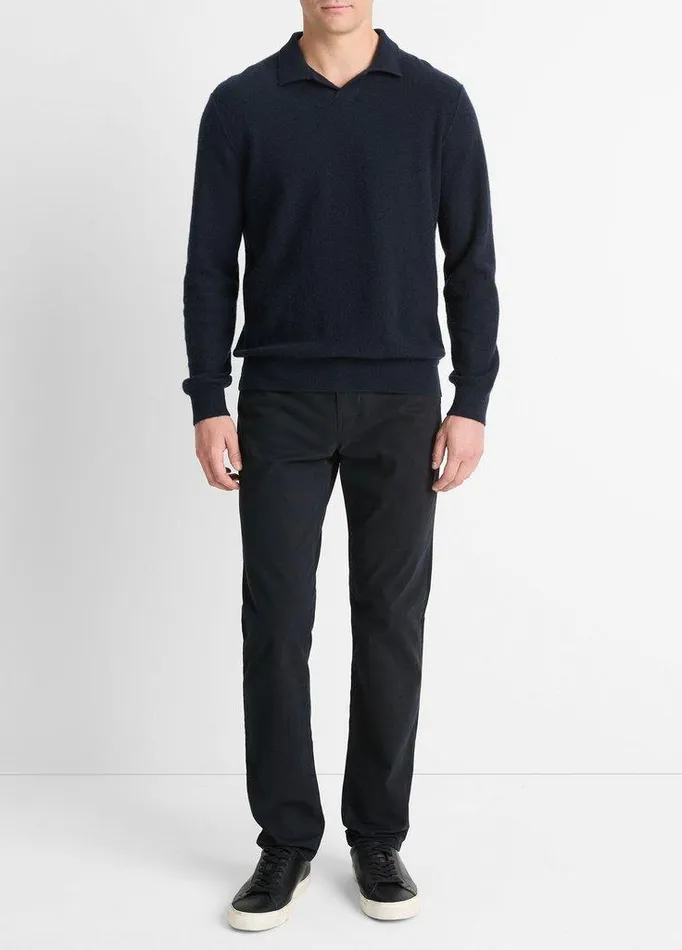 Sweaters Men Vince Plush Cashmere JohnnyCollar Polo Coastal Blue