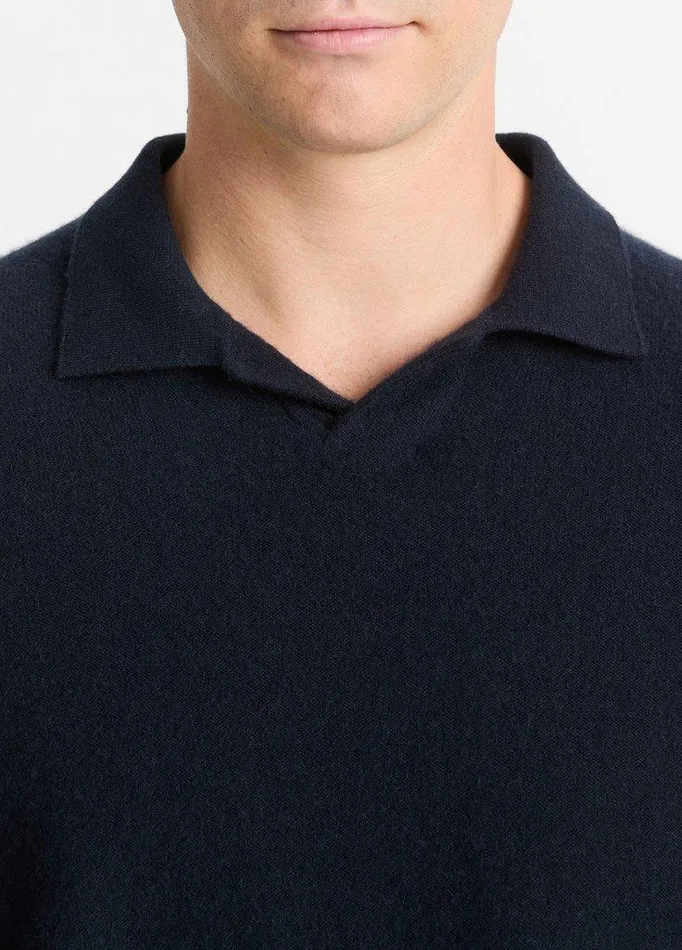 Sweaters Men Vince Plush Cashmere JohnnyCollar Polo Coastal Blue Sweaters Men Vince Plush Cashmere JohnnyCollar Polo Coastal Blue