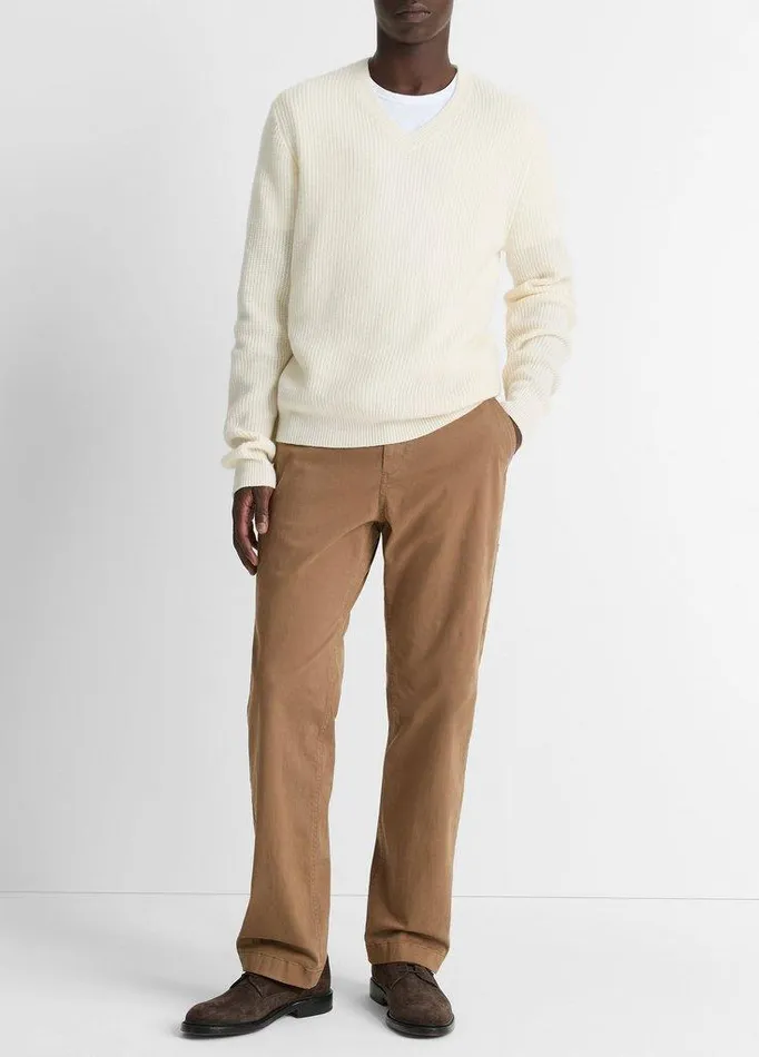 Sweaters Men Vince ShakerStitch WoolCashmere VNeck Sweater Bone