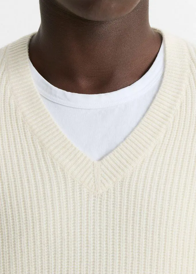 Sweaters Men Vince ShakerStitch WoolCashmere VNeck Sweater Bone Sweaters Men Vince ShakerStitch WoolCashmere VNeck Sweater Bone