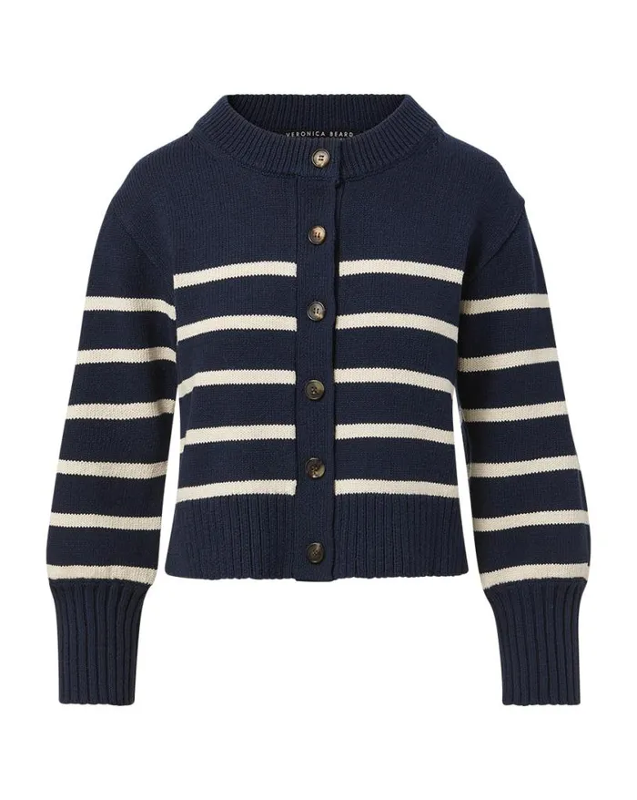 Sweaters Shop Veronica Beard Kylin Striped Cardigan Navyecru
