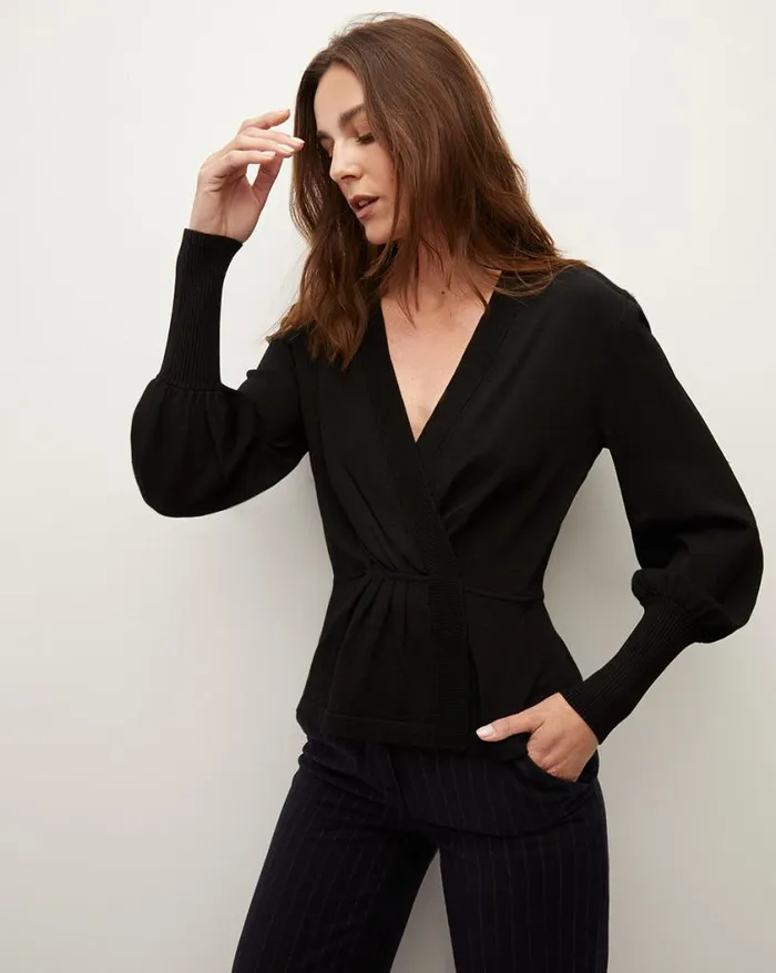 Sweaters Shop Veronica Beard Tabisa Wrap Pullover Black