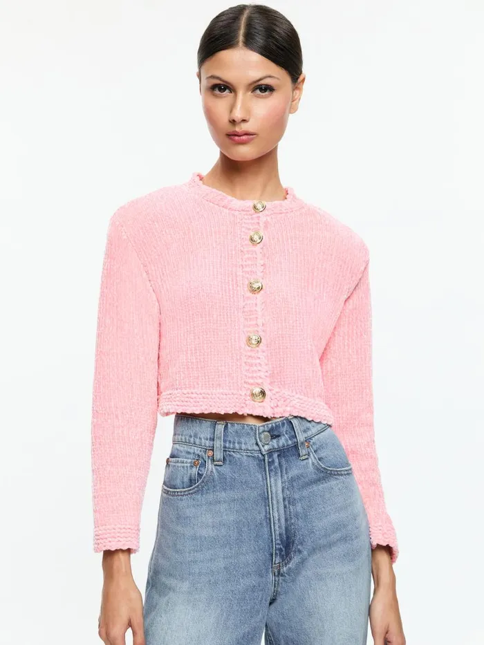 Sweaters Women Alice Olivia BREANNA CHUNKY KNIT CARDIGAN Black