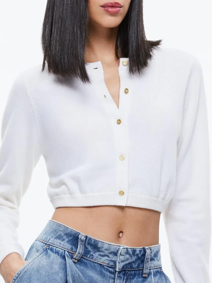 Sweaters Women Alice Olivia DOLLIE CASHMERE CARDIGAN Ecru