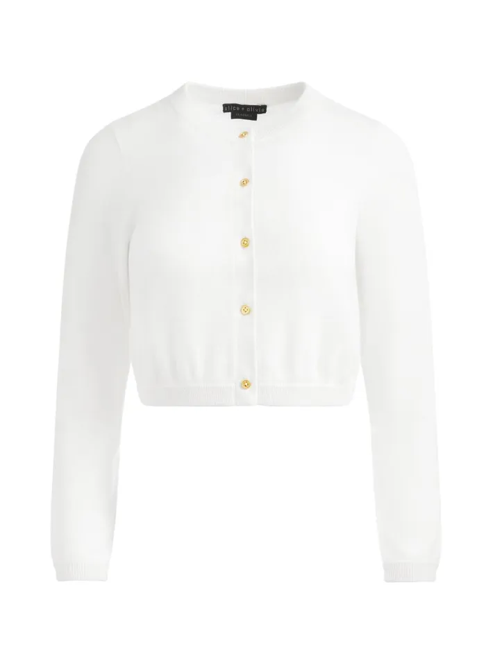 Sweaters Women Alice Olivia DOLLIE CASHMERE CARDIGAN Ecru
