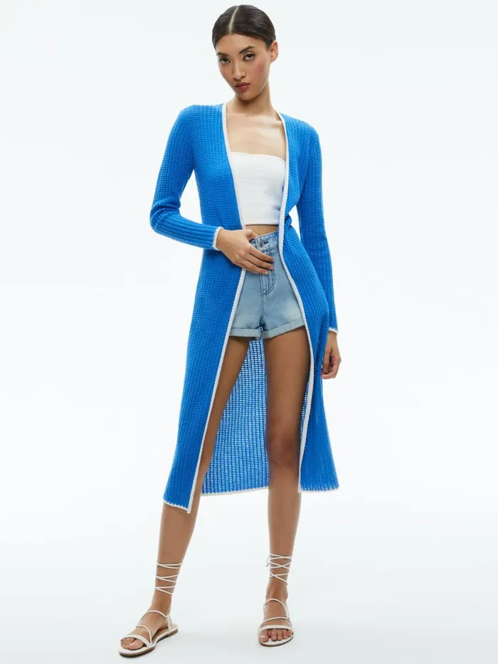 Sweaters Women Alice Olivia OREM DUSTER French Bluesoft White