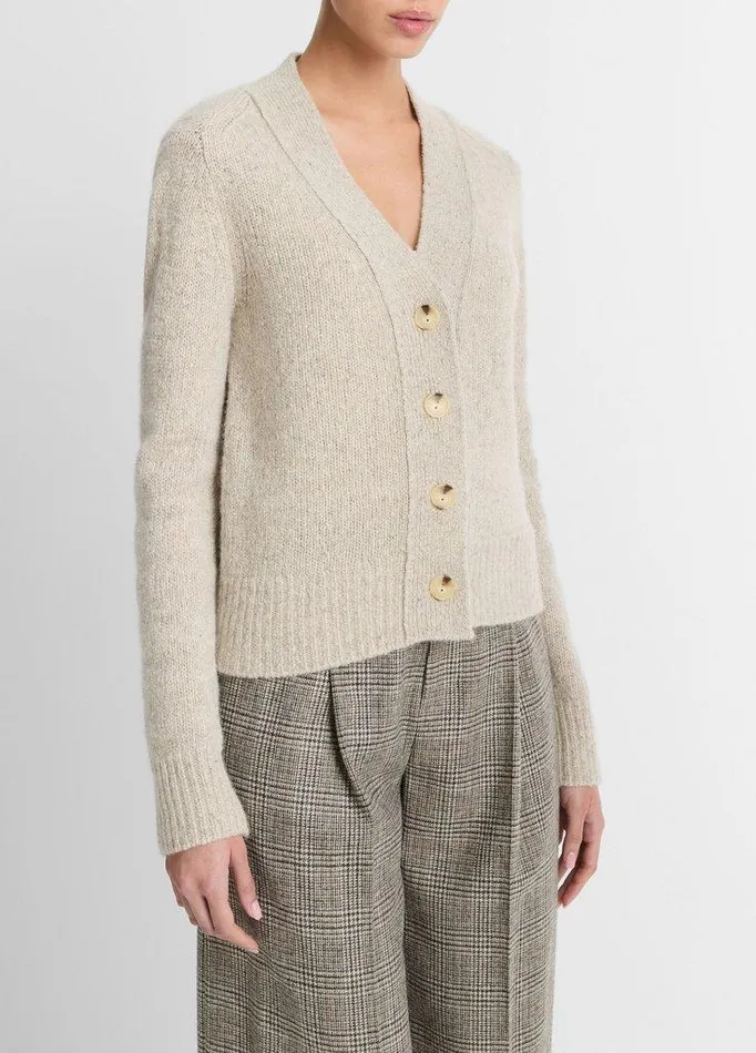 Sweaters Women Vince Cashmere Donegal Cardigan Biscuit Donegal Sweaters Women Vince Cashmere Donegal Cardigan Biscuit Donegal