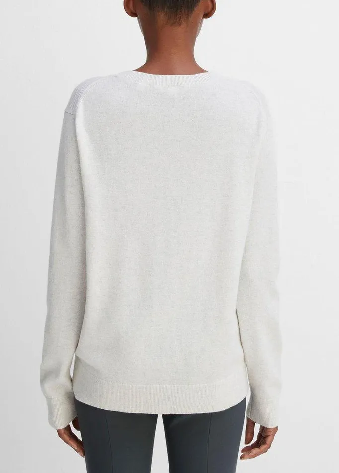 Sweaters Women Vince Cashmere Weekend VNeck Sweater Heather White Sweaters Women Vince Cashmere Weekend VNeck Sweater Heather White