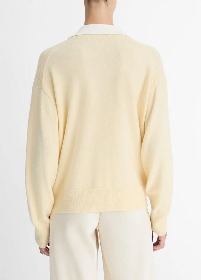Sweaters Women Vince ContrastCollar WoolBlend Polo Sweater Butteroff White Sweaters Women Vince ContrastCollar WoolBlend Polo Sweater Butteroff White