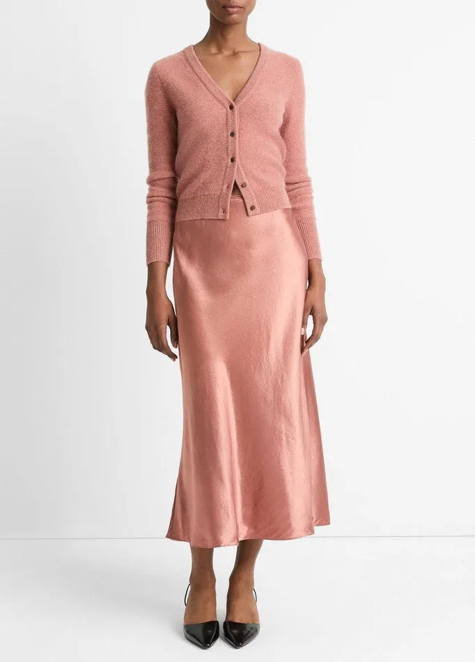 Sweaters Women Vince Plush Cashmere Cardigan Heather Vintage Rose