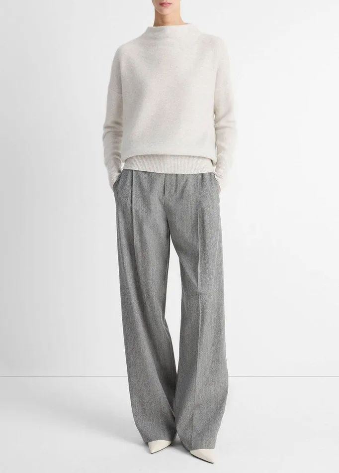 Sweaters Women Vince Plush Cashmere Funnel Neck Sweater Heather Platinum