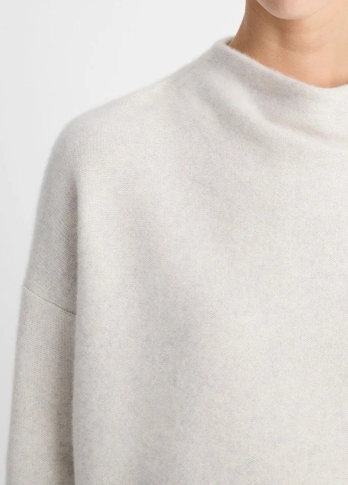 Sweaters Women Vince Plush Cashmere Funnel Neck Sweater Heather Platinum Sweaters Women Vince Plush Cashmere Funnel Neck Sweater Heather Platinum