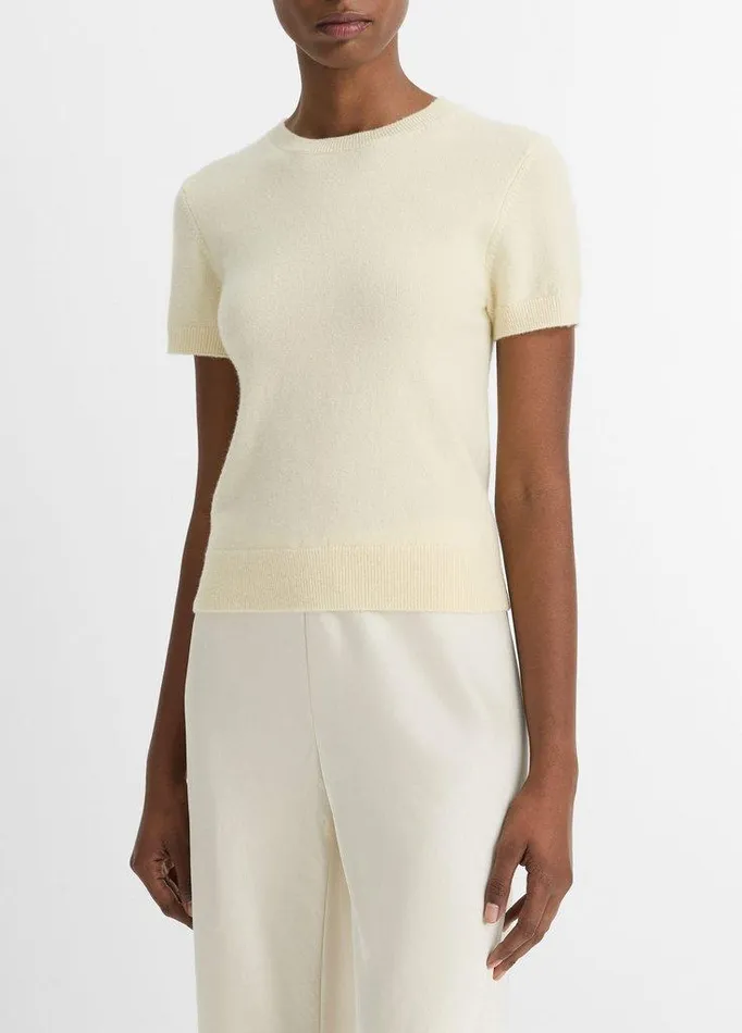 Sweaters Women Vince Wool and CashmereBlend ShortSleeve Sweater Light Butter Sweaters Women Vince Wool and CashmereBlend ShortSleeve Sweater Light Butter