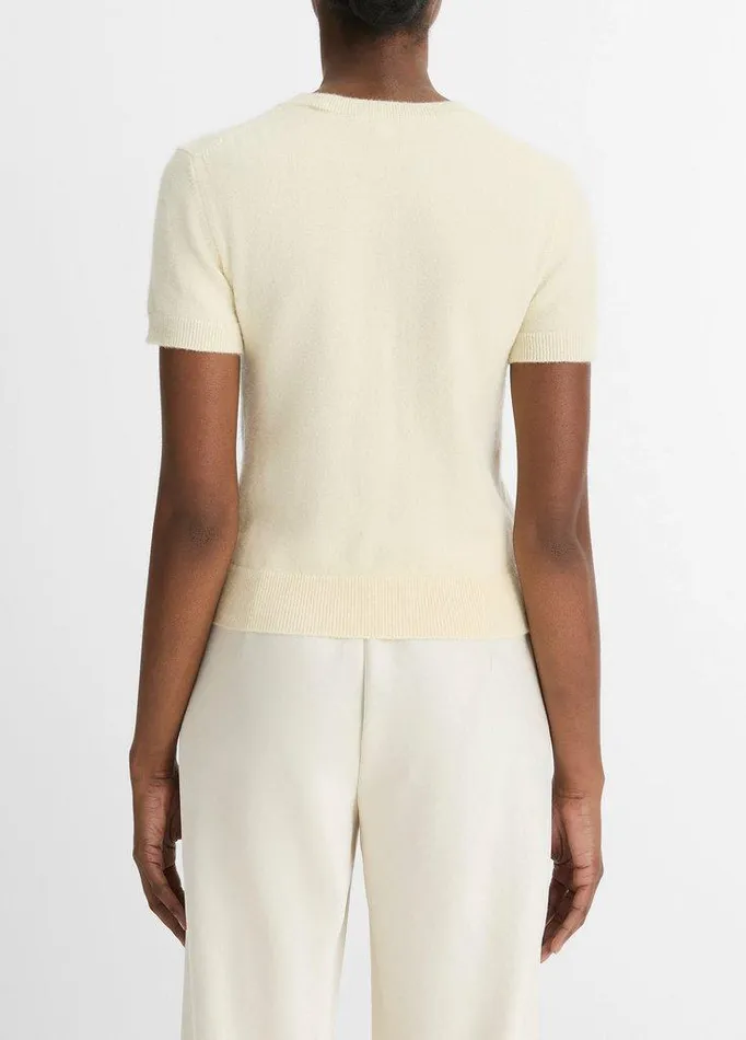Sweaters Women Vince Wool and CashmereBlend ShortSleeve Sweater Light Butter Sweaters Women Vince Wool and CashmereBlend ShortSleeve Sweater Light Butter