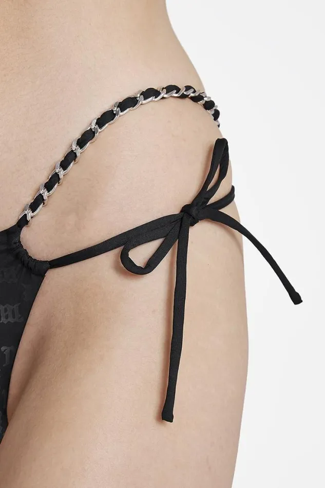 Swim Chain Monogram Bikini Bottoms Black Women MISBHV Swimwear