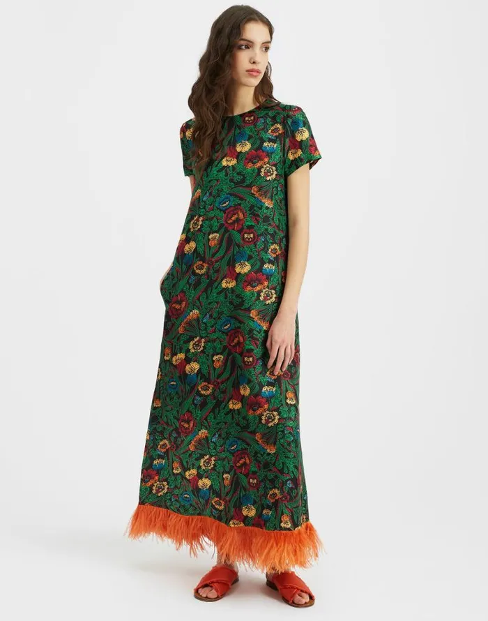 Swing Dress With Feathers Night Garden Women La Double J Dresses