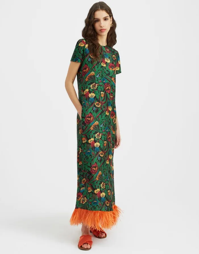 Swing Dress With Feathers Night Garden Women La Double J Dresses Swing Dress With Feathers Night Garden Women La Double J Dresses