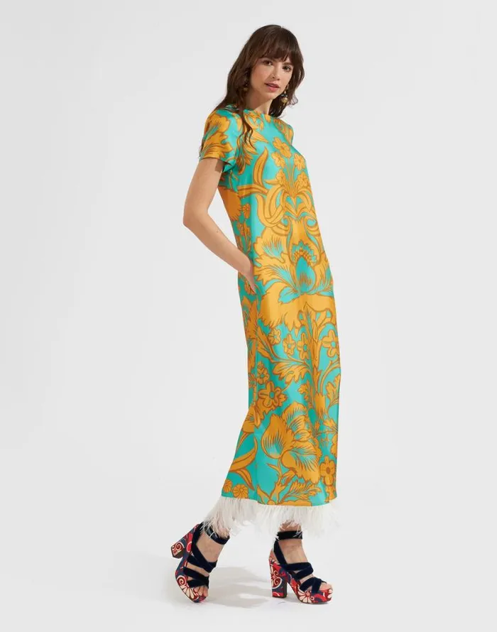 Swing Dress With Feathers Vava Place Turquoise Women La Double J Dresses Swing Dress With Feathers Vava Place Turquoise Women La Double J Dresses