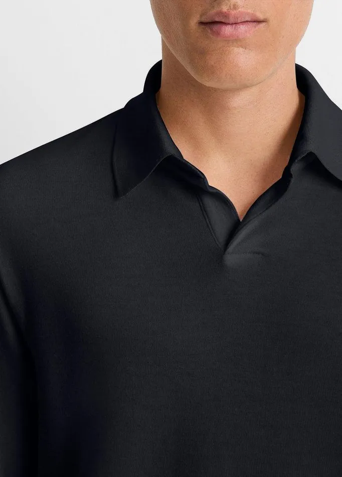 TShirts and Polos Men Vince DoubleFace CottonBlend LongSleeve Polo Shirt Coastal Blueultramarine TShirts and Polos Men Vince DoubleFace CottonBlend LongSleeve Polo Shirt Coastal Blueultramarine