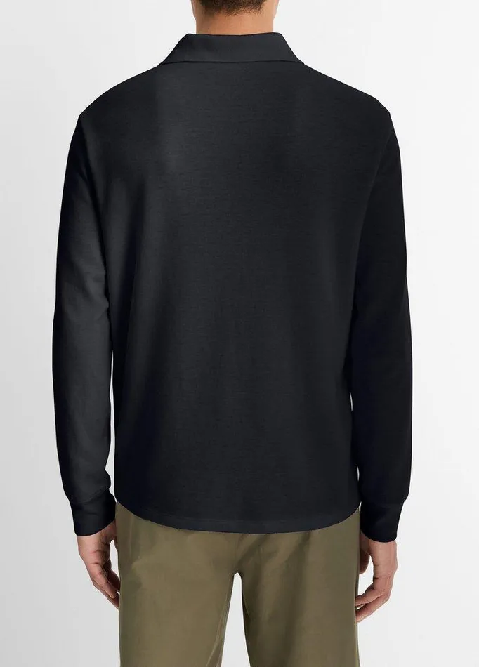 TShirts and Polos Men Vince DoubleFace CottonBlend LongSleeve Polo Shirt Coastal Blueultramarine TShirts and Polos Men Vince DoubleFace CottonBlend LongSleeve Polo Shirt Coastal Blueultramarine