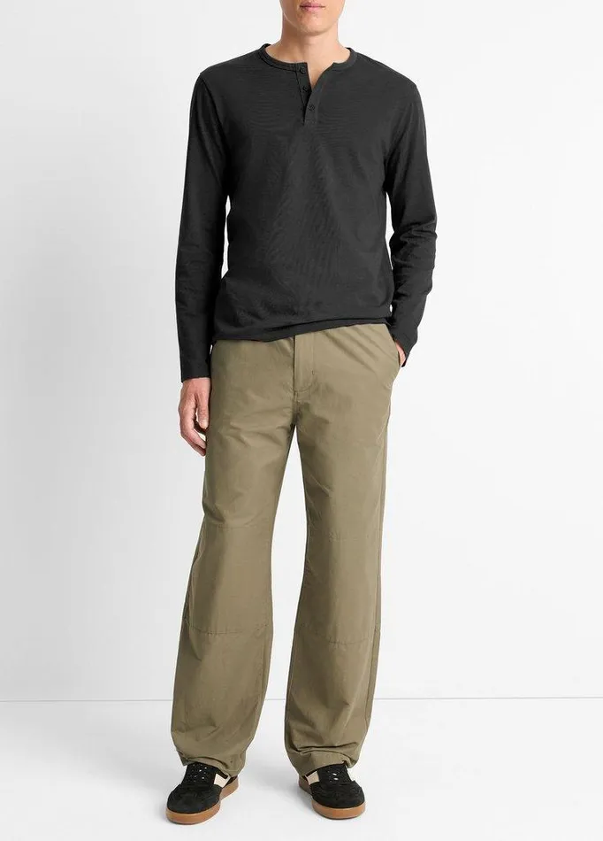 TShirts and Polos Men Vince Garment Dye Cotton LongSleeve Henley True Black