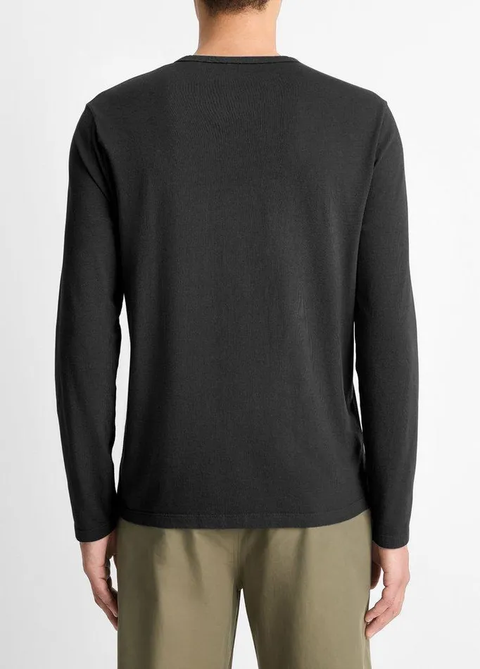 TShirts and Polos Men Vince Garment Dye Cotton LongSleeve Henley True Black TShirts and Polos Men Vince Garment Dye Cotton LongSleeve Henley True Black