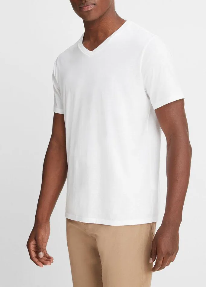 TShirts and Polos Men Vince Pima Cotton VNeck TShirt Optic White TShirts and Polos Men Vince Pima Cotton VNeck TShirt Optic White