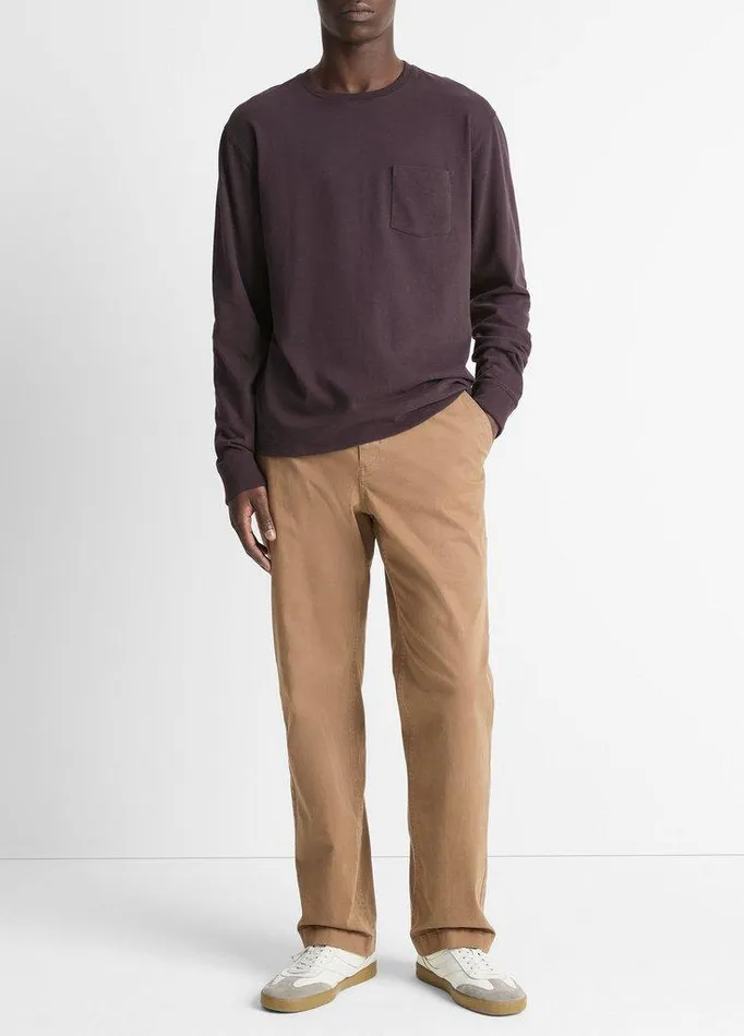 TShirts and Polos Men Vince Sueded Jersey LongSleeve Pocket TShirt Oxblood