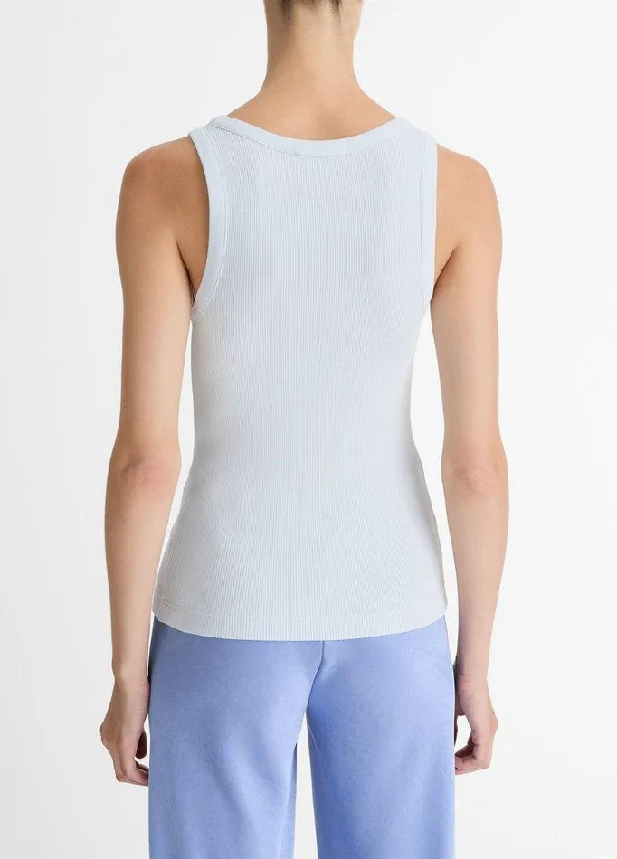 TShirts Women Vince Ribbed ScoopNeck Tank Sky Powder TShirts Women Vince Ribbed ScoopNeck Tank Sky Powder