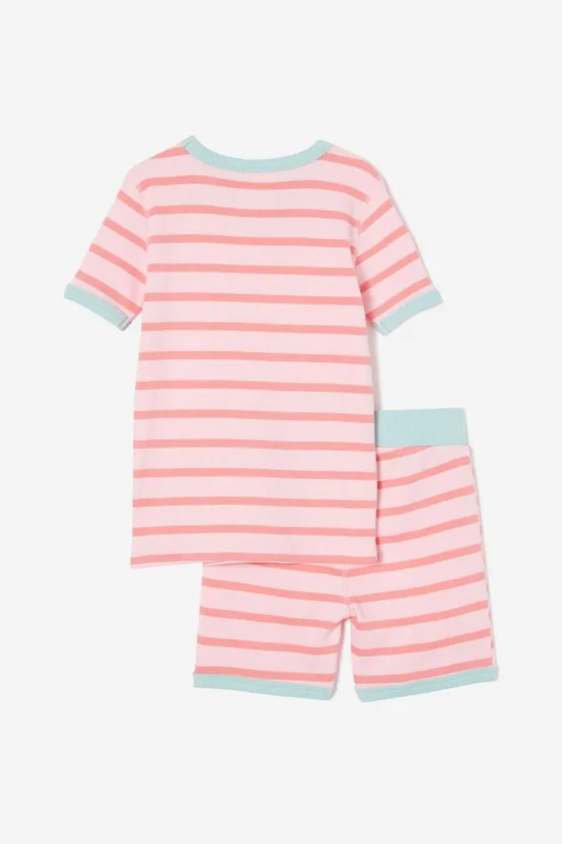 Talia Short Sleeve Pyjama Set Marian Stripe Blush Pink Orange Coral GirlsBoys Cotton On Sleepwear Talia Short Sleeve Pyjama Set Marian Stripe Blush Pink Orange Coral GirlsBoys Cotton On Sleepwear