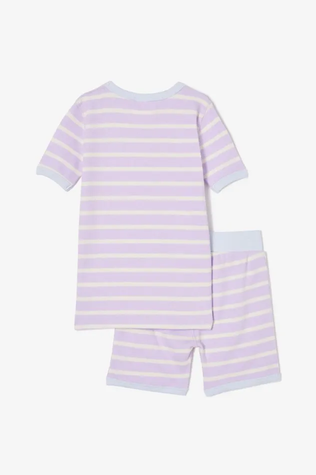 Talia Short Sleeve Pyjama Set Marian Stripe Vintage Lilac Dark Vanilla GirlsBoys Cotton On Sleepwear Talia Short Sleeve Pyjama Set Marian Stripe Vintage Lilac Dark Vanilla GirlsBoys Cotton On Sleepwear