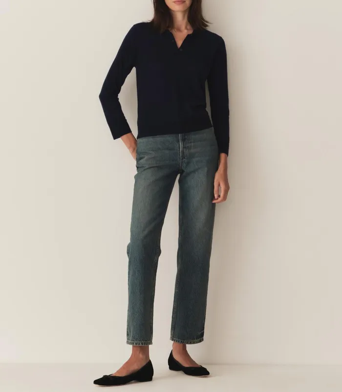 Tees Women DEN Albany Knit Henley Deep Navy