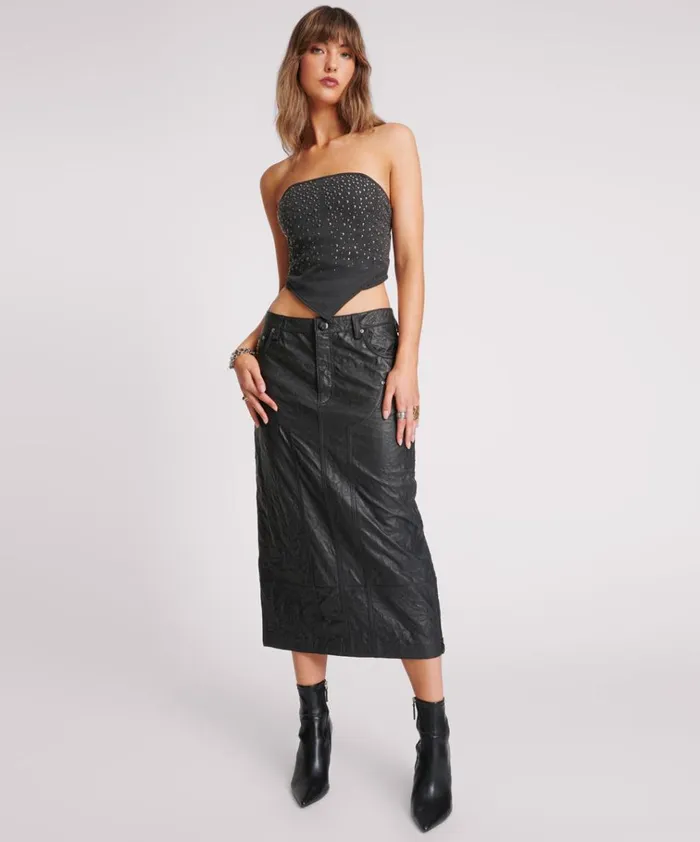 TEXTURED LEATHER CASSIDY LEATHER SKIRT Women One Teaspoon Bottoms