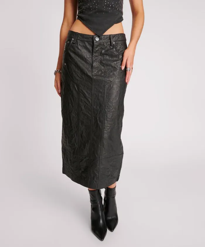 TEXTURED LEATHER CASSIDY LEATHER SKIRT Women One Teaspoon Bottoms