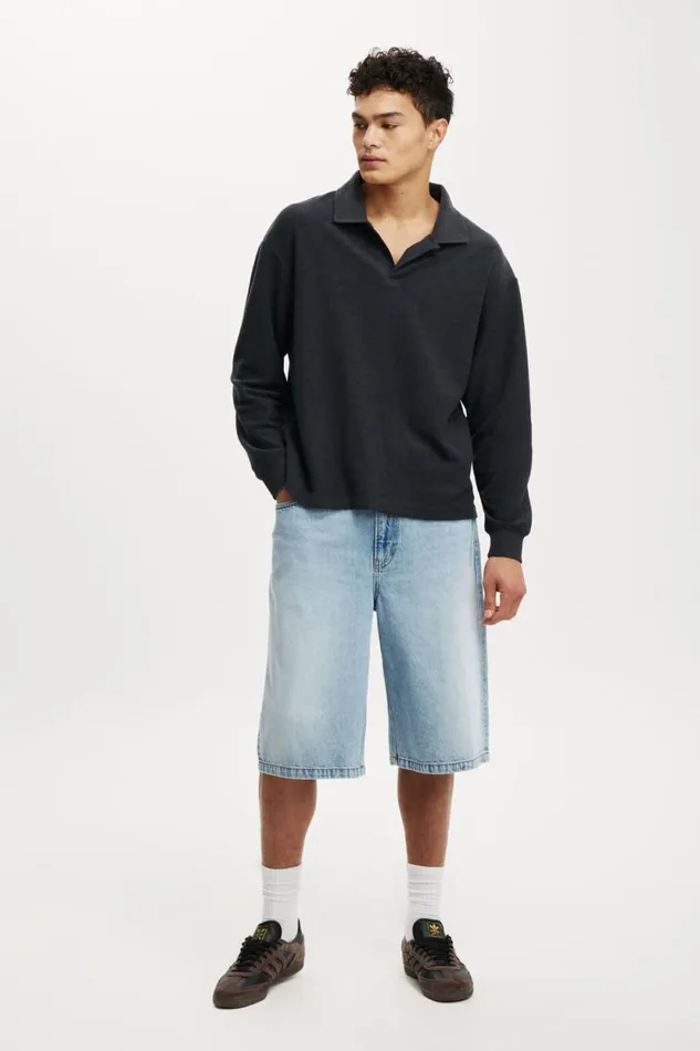 Textured Rugby Washed Black Men Cotton On Sweats and Hoodies Textured Rugby Washed Black Men Cotton On Sweats and Hoodies
