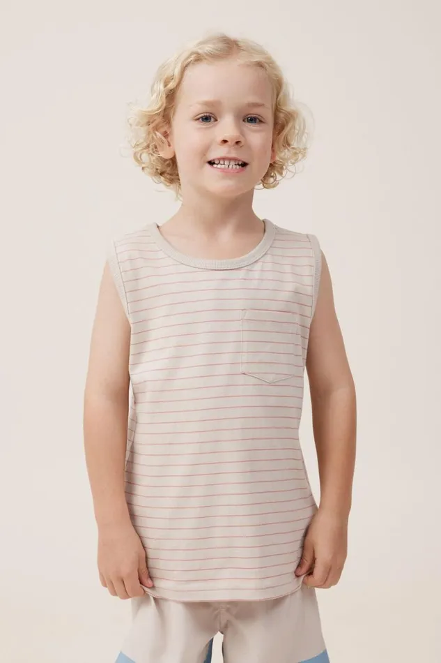 The Essential Tank Rainy Dayclay Pigeon Stripe Boys Cotton On Tops and TShirts