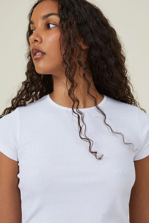 The One Organic Rib Crew Short Sleeve Tee White Women Cotton On Tops The One Organic Rib Crew Short Sleeve Tee White Women Cotton On Tops