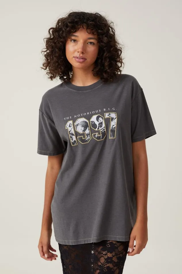 The Oversized Hip Hop Tee Lcn Mt Biggie 1997graphite Women Cotton On Tops