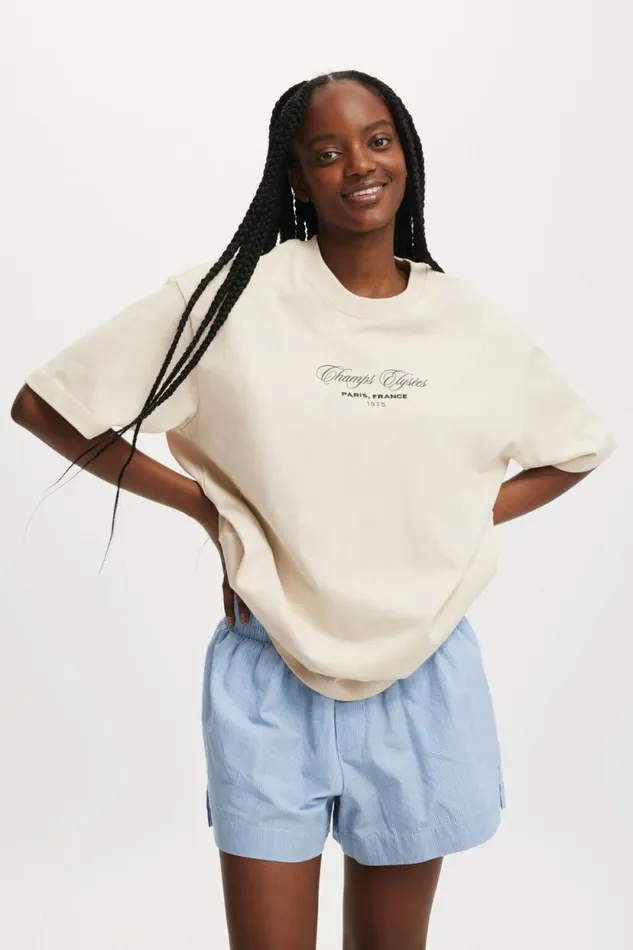The Premium Boxy Graphic Tee Champs Elysees Franceblondie Women Cotton On Tops
